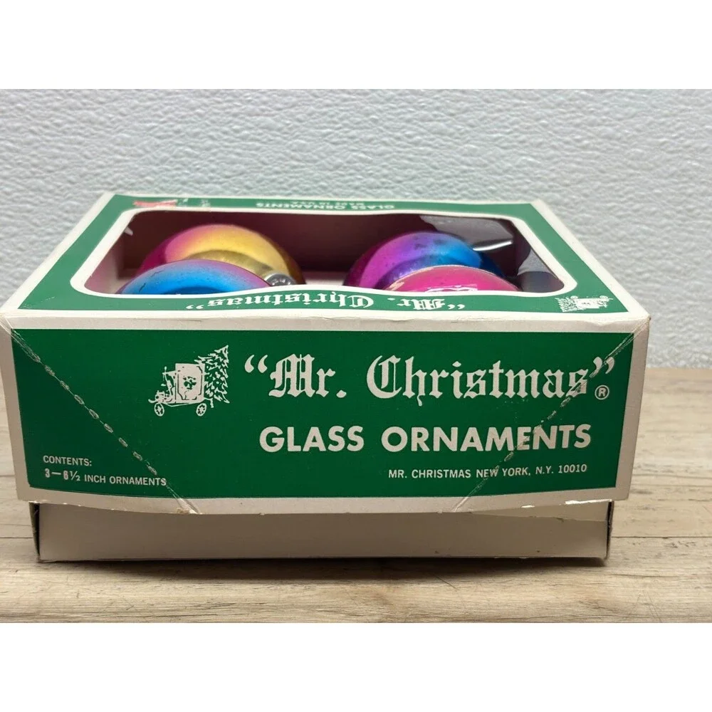 Vtg 1950-60 Set Of 4 Shiny Brite Hand Blown Glass Ball Christmas Tree Ornaments